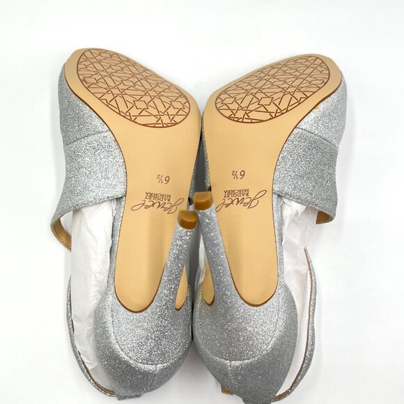 Jewel Badgley Mischka Womens Size 6.5 Silver Heels Pumps Dress Sandals Shoes - Picture 6 of 12